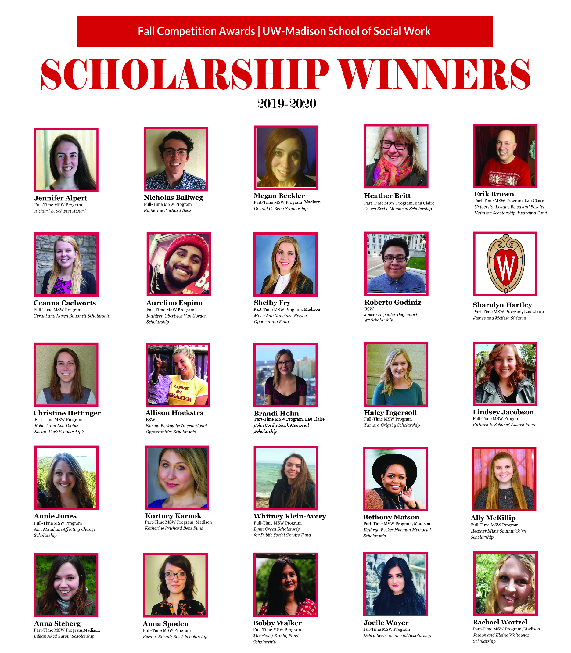 Fall Scholarship Winners 2019-20