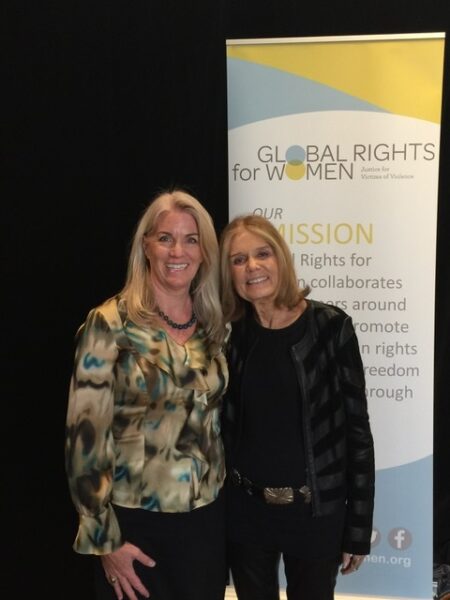 Maureen Pelton (left) with Gloria Steinem
